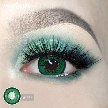 Цветные контактные линзы темно зеленые с ободком Bella Fresh Lady