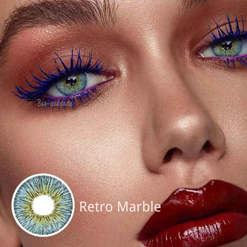Цветные контактные линзы голубые Retro Marble Fresh Lady