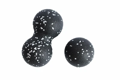Масажний набір МФР RollerUA м'яч 8 см та подвійний м'яч 16х8 см Black/White 11947936