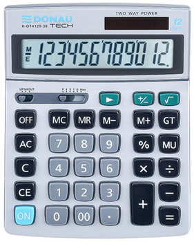 Канцелярський калькулятор Donau Tech 12-значний металево-срібний (K-DT4128-01)