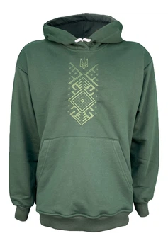 Худі чоловіче Лео тринитка футер хакі вишивка Орнамент роз. 3XL (54)