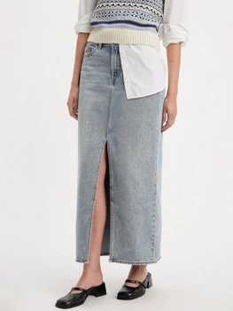 Спідниця джинсова довга літня пряма жіноча Levi's Ankle Column Skirt A7512-0000 29 Блакитна (5401128875207)