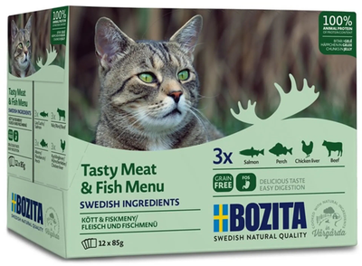 Сухий корм для котів Bozita Feline Meat and Fish In Jelly Multibox 1.02 кг (7300330036711)