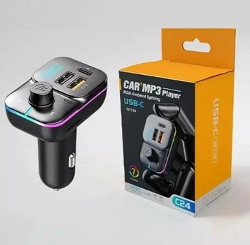 Fm-трансмиттер Модулятор C24 беспроводной Bluetooth 5.0 USB 3.1A Черный