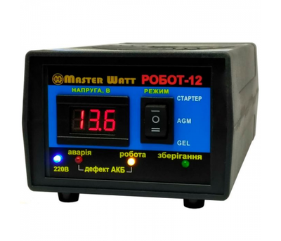 Інтелектуальне ЗУ РОБОТ-12 десульфатирующее для акумулятора 12V (1-200Ah) (MF, WET,AGM,GEL,CA - CA), 160-245V,Ток заряду 12,5А,