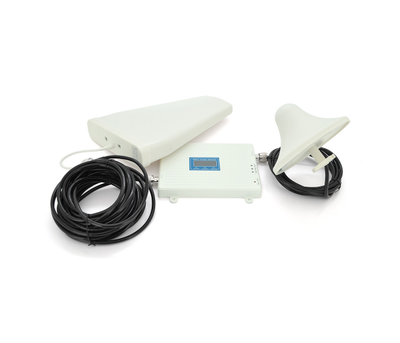 Комплект підсилювач GSM304-3G-4G 900 - 1800 - 2100МГц. Підсилювач тридіапазонний, антена прийому 10м кабелю, антена ретрансляції