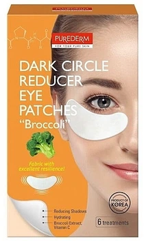 Патчи для области вокруг глаз "Брокколи" - Purederm Dark Circle Reducer Eye Patches Broccoli 6шт (1150988-1535761-2)
