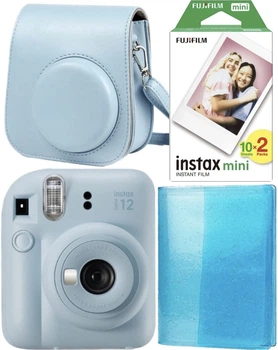 Набор Fujifilm INSTAX Mini 12 Pastel Blue Фотокамера моментальной печати / Картриджи 20 фото / Чехол / Альбом 64 фото Голубой