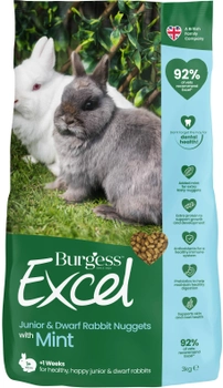 Корм для кроликів Burgess Junior and Dwarf Rabbit Nuggets with Mint 3 кг (5023861001684)