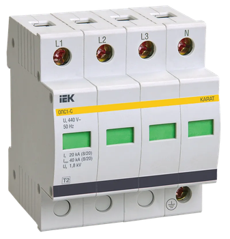 Обмежувач перенапруги 4P 40кА 400В [MOP20-4-C-U] ОПС1-C УEK