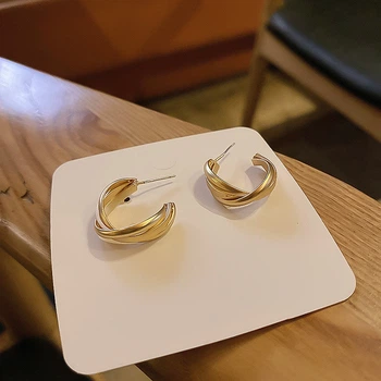 Серьги-полукольца гвоздики Honey Fashion Accessories золотистый (12-101)