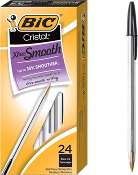 Набор шариковых ручек 24 шт BIC Cristal Xtra Smooth Черный (MS241-BLK)