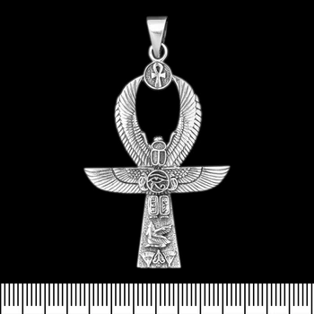 Кулон Анкх із крил з єгипетськими символами (срібло, 925 проба) (sp-214)