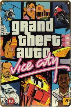Металева табличка "GTA Vice City" (ms-104508)