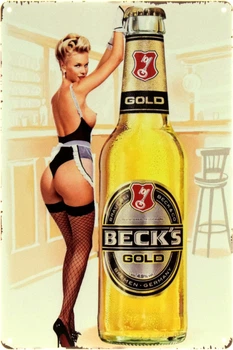 Металева табличка "Золотий Шарм Beck's Gold - Pin Up" (ms-104400)