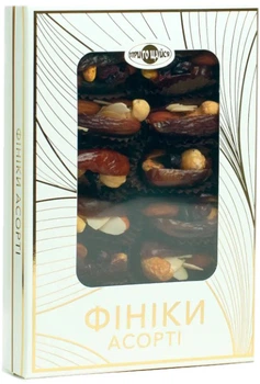 Конфеты фруктово-ореховые Пригощайся Финики Ассорти без сахара 150 г (4820022713551)