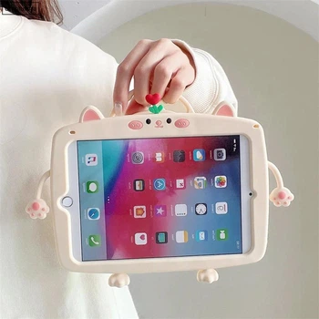 Чехол детский Silikon Power с подставкой и ремешком Apple iPad Pro 11 (2022) Cat beige