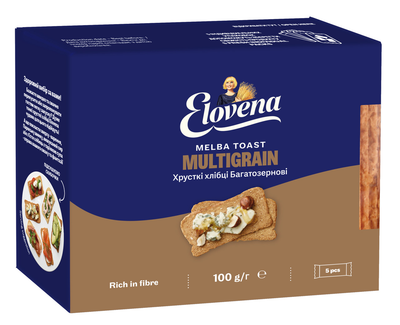 Упаковка Хлібці із злаків багатозернові ELOVENA 100 г х 14 шт