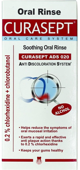 Płyn do płukania ust CURASEPT ADS Soothing 0.2% CHX With Chlorobutanol 200 ml (8056746070175)