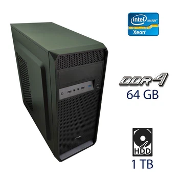 Рабочая станция Vinga Tower / Intel Xeon E5-1650 v4 (6 (12) ядра по 3.6 - 4.0 GHz) / 64 GB DDR4 / 1 TB HDD / nVidia Quadro K600, 1 GB DDR3, 128-bit / 650W б/у