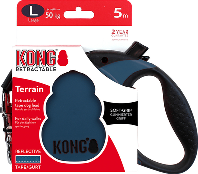 Повідець для собак Kong Retractable Leash Terrain 12 кг 3 м Blue (0047181150117)
