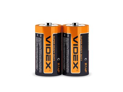 Батарейка сольова Videx R14P / C shrink 2 шт