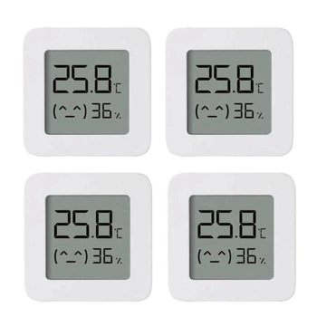 Комплект 4шт. Датчик температуры и влажности Xiaomi Mi Temperature and Humidity Monitor 2 ( Термометр - гигрометр ) ( Поддержка Mi Home ) ( NUN4106CN )