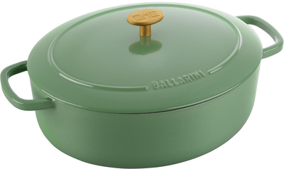 Каструля чавунна овальна Ballarini Bellamonte з кришкою зелена 4.5 л (75003-569-0)