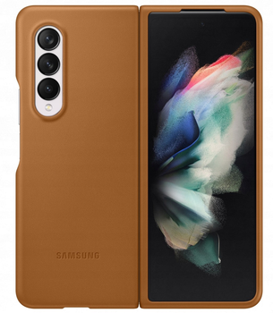 Etui z klapką Samsung Leather Cover do Galaxy Z Fold 3 Camel (8806092641051)