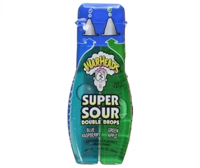 Кислая жидкая конфета WarHeads Double Drops Blue Raspberry Green Apple 30 г