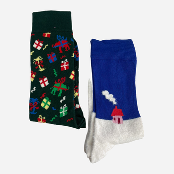 Набор женских носков прикольных высоких хлопковых Happy Socks 00-4037*54 36/40 2 пары Синий/Зеленый (2200005069226)