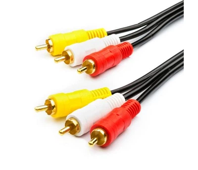 Кабель Audio-Video 3хRCA (тато) => 3хRCA (тато), GOLD connector, CU, круглий, Black, 3,0 м, (Пакет) Q300