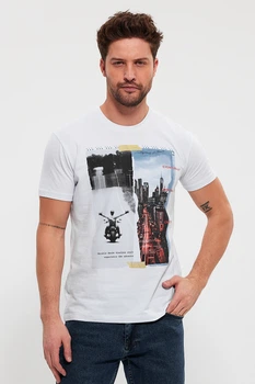 Футболка с принтом Trend Collection 4038 белый + принт (BEYAZ) 2XL