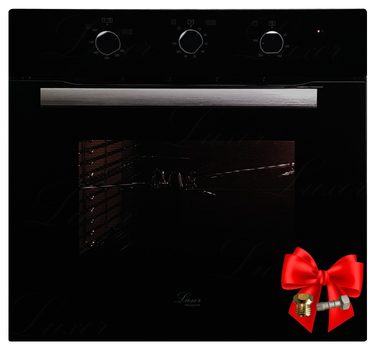 Духова шафа газова Luxor Qualität 60 GBO Grill + конвектор, чорне скло, чорний