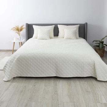 Покрывало ТЕП Velour Ромб круглый 150x210 см Молочное (4-00515_22466)