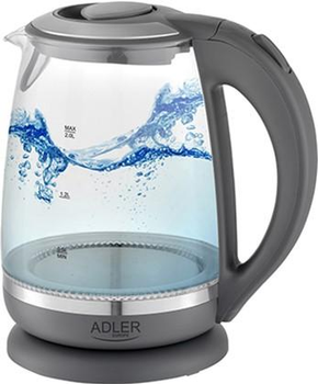 Електрочайник ADLER AD 1286 POLAND 2L скляний з підсвіткою