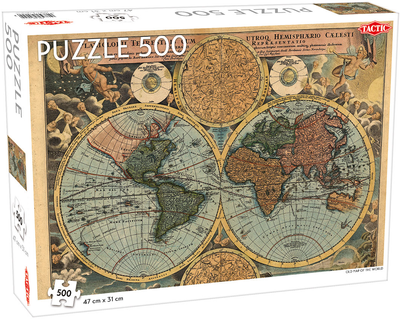 Puzzle Tactic Old Map of the World 500 elementów (6416739582924)