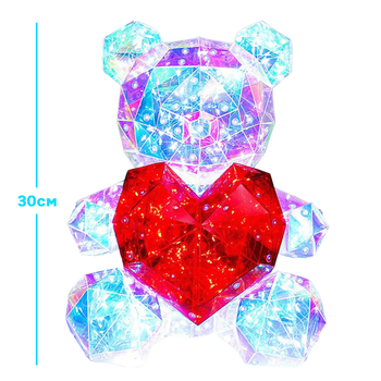 Светодиодный ночник мишка с красным сердцем в подарочной коробке 30см UFT LP1 Bear