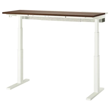 Комп'ютерний стіл з регулюванням висоти IKEA MITTZON 140x60 см горіх/білий (695.283.39)