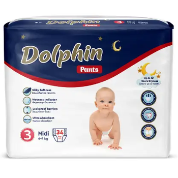 Подгузники Трусики детские Dolphin 3 midi 4-9 кг 34 шт