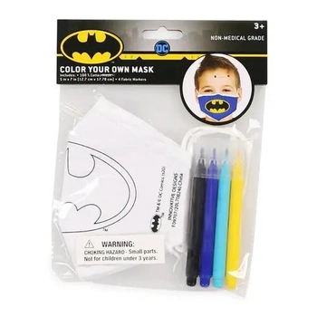 Детская многоразовая маска DC Бэтмен тканевая раскрашиваемая маска с фломастерами в комплекте (SVTL00010057)