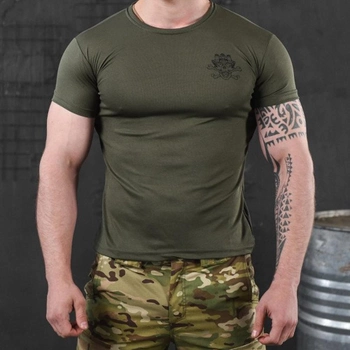 Потовідвідна чоловіча футболка Coolmax з принтом "Череп" олива розмір 2XL