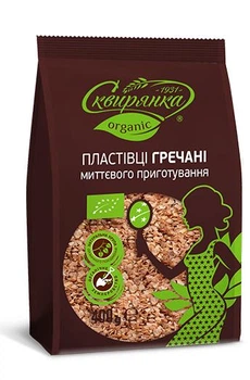 Пластівці Гречані органічні миттєвого приготування Сквирянка 400 г х 12 шт