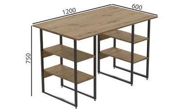 Компьютерный стол Ferrum-decor Карэн 75x120x60 черный ДСП Дуб Артизан 32мм (KARE2343)