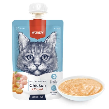 Ласощі крем-пюре для котів Wanpy (курка та морква), 90 г