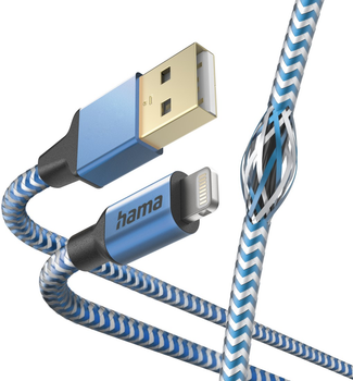 Kabel Hama Reflected USB Type-A - Lightning M/M 1.5 m Blue (4047443486264)