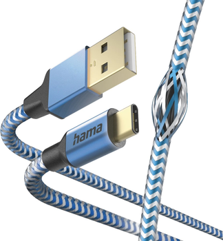 Kabel Hama Reflected USB Type-C - USB Type-A M/M 1.5 m Blue (4047443486851)