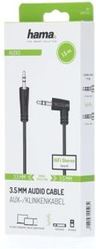 Kabel kątowy Hama mini-jack 3.5 mm - mini-jack 3.5 mm M/M 1.5 m Black (4047443445032)