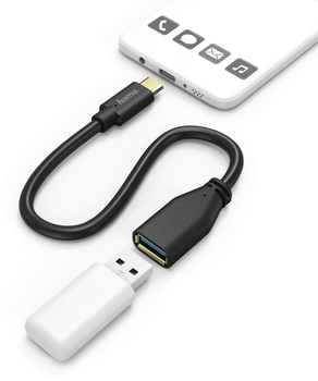 Kabel Hama USB Type C - USB Type A M/F 0.15 m Black (4047443351258)