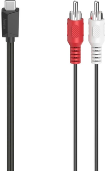 Kabel Hama USB Type C - 2 x RCA-jack F/M M/M 1.5 m Black (4047443444868)